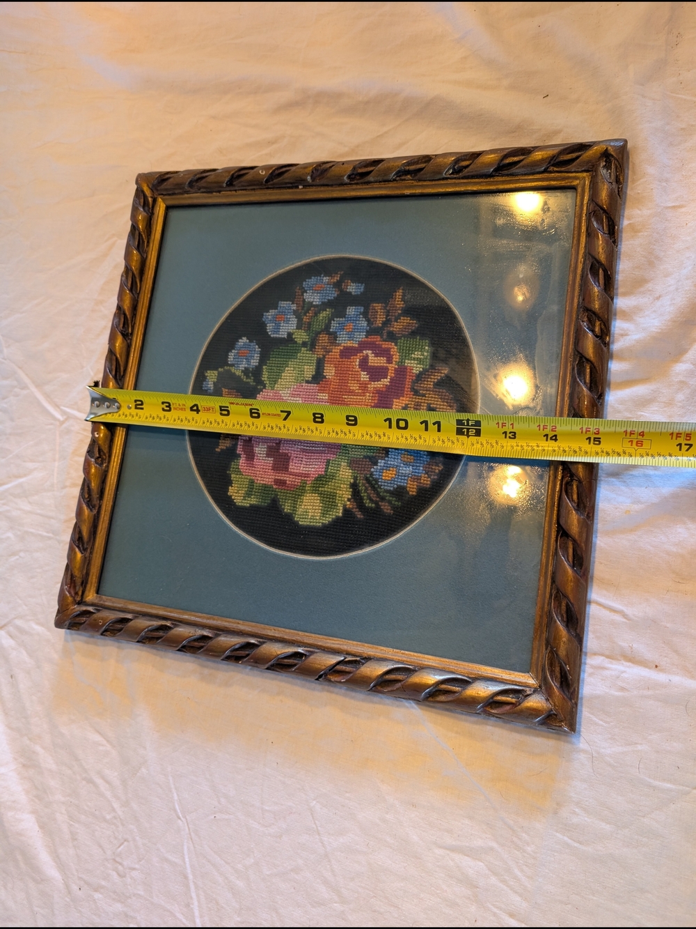 2/80$ Vintage Floral Cross-Stitch Wall Art - Pink, Orange, Blue, Green - Picture 5 of 5